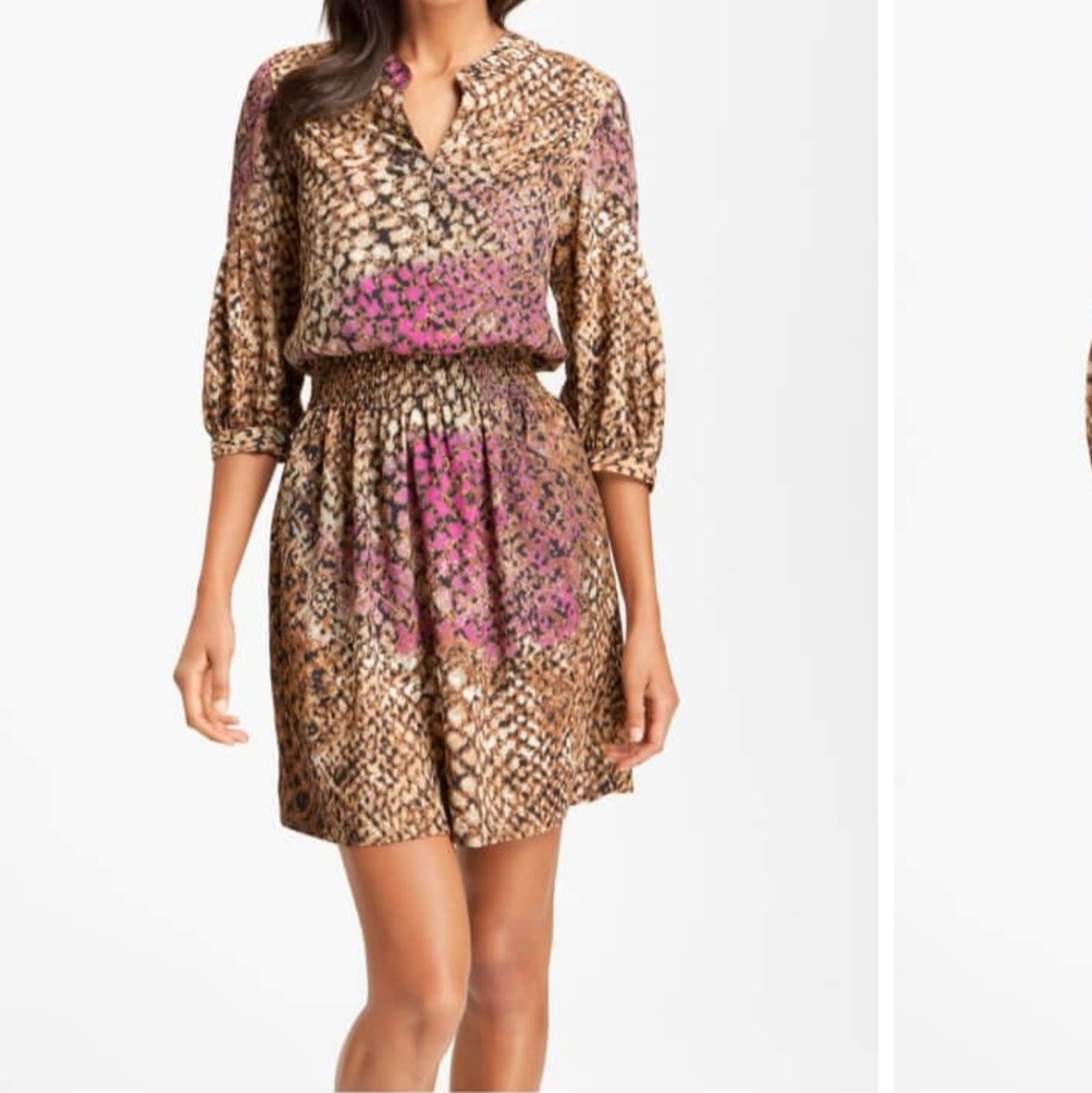 Eliza J smocked animal print shirt dress